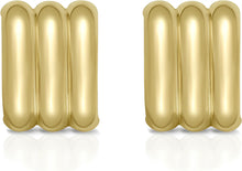 Load image into Gallery viewer, 14k Yellow Gold Triple Row C-Hoop Earrings