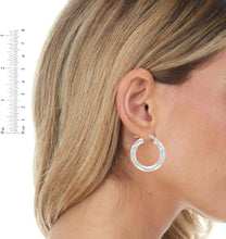 Load image into Gallery viewer, 10k White Gold 4mm High Polish and Satin Finish Round Tube Hoop Earrings