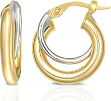 Load image into Gallery viewer, 14k Two-Tone Gold 10mm Interlocked Hoop Earrings