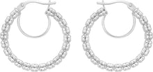 Load image into Gallery viewer, 14k White Gold 24mm Ice Chain Round Hoop Earrings