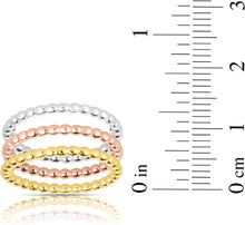 Load image into Gallery viewer, 10k Tri-Color Gold Beaded Stackable (Set of 3) Women's Ring