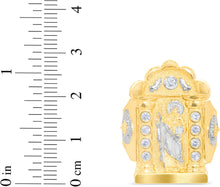 Load image into Gallery viewer, 10k Yellow Gold 28.7mm Two-Tone Saint Barbara Arch Praying Hands CZ Ring, Sizes 6-13