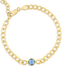 Load image into Gallery viewer, 14k Yellow Gold 3.6mm Curb Cuban Gemstone Chain Bracelet