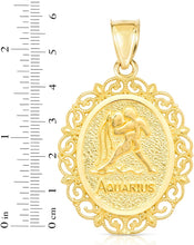 Load image into Gallery viewer, 10k Yellow Gold Round Horoscope Zodiac Sign Pendant with Optional Cable Chain Necklace