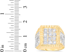 Load image into Gallery viewer, 10k Yellow Gold 18mm Two-Tone Square CZ Filigree Openwork Men's Ring, Sizes 5 - 13