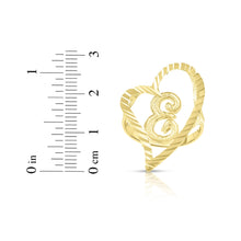 Load image into Gallery viewer, 10k Yellow Gold Small Medium Large or Extra Large A-Z Cursive initial Letter Heart Ring