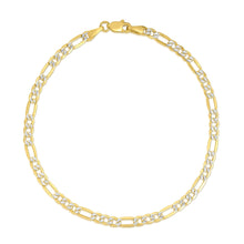 Load image into Gallery viewer, 10k Yellow Gold and White Gold 2.5mm Solid Two-Tone Figaro Chain Bracelet or Anklet