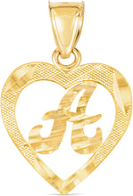 Load image into Gallery viewer, 10k Yellow Gold 0.5" Personalized Alphabet Letter A - Z Initial Heart Pendant with optional Extendable Cable Chain Necklace