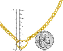 Load image into Gallery viewer, 14k Yellow Gold Heart Push Lock for Charm and Pendant 5.8mm Alternating Twist and Flat Rolo Link Chain Necklace, 18 Inch