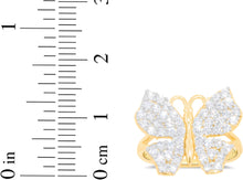 Load image into Gallery viewer, 10k Yellow Gold 15mm Pave CZ Butterfly Ring, Sizes 4 - 10