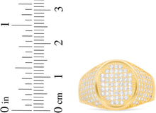 Load image into Gallery viewer, 10k Yellow Gold 15.2mm Pave CZ Oval Signet Ring, Sizes 4-13