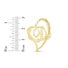 Load image into Gallery viewer, 10k Yellow Gold Small Medium Large or Extra Large A-Z Cursive initial Letter Heart Ring