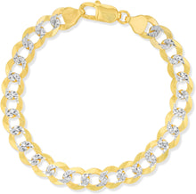 Load image into Gallery viewer, 14k Yellow Gold or Two-Tone 8mm Solid Curb Cuban Chain Bracelet