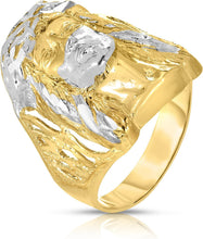 Load image into Gallery viewer, 10k Yellow Gold Two-Tone Face of Jesus Christ Head Ring