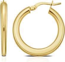 Load image into Gallery viewer, 14k Yellow Gold 22mm Graduated Flat Hoop Earrings