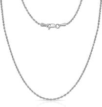 Load image into Gallery viewer, 14k White Gold 1.3mm Solid Rope Chain Diamond Cut Necklace