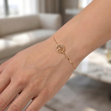 Load image into Gallery viewer, 14k Yellow Gold 7.9mm Tree of Life Charm Link Bracelet, 7 Inch