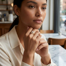 Load image into Gallery viewer, 10k Two-Tone Yellow Gold and White Gold 8.5mm Personalized A-Z Initial Cursive Letter Ring, Sizes 3 - 10