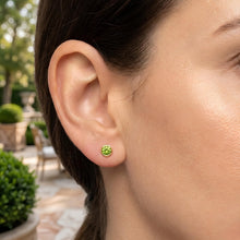 Load image into Gallery viewer, 14k Yellow Gold 5mm Round Birthstone Stud Earrings (Garnet, Amethyst, Aquamarine, White Topaz, Emerald, Moonstone, Ruby, Peridot, Blue Sapphire, Pink Sapphire, Citrine, Sky Blue Topaz)