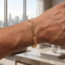 Load image into Gallery viewer, 14k Yellow Gold 4mm or 5.5mm Greek Key Link Bracelet, 7.25 Inch