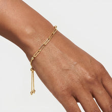 Load image into Gallery viewer, 14k Yellow Gold Paperclip Friendship Bolo Bracelet or Anklet, Adjustable 9.25 Inch