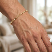 Load image into Gallery viewer, Italian 14k Yellow Gold 3mm Alternating Bead Link Bracelet, 7 Inch
