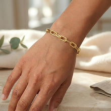 Load image into Gallery viewer, 14k Yellow Gold Oversized Charm Lock 5mm Paperclip Link Bracelet, 7 Inch
