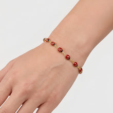 Load image into Gallery viewer, 14k Yellow Gold 5mm Enamel Ladybug Charm Link Bracelet, 7 Inch