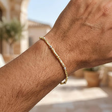 Load image into Gallery viewer, 14k Two-Tone Gold 1.7mm Faceted Bar & Bead Link Bracelet, 7.25 Inch