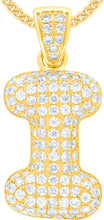 Load image into Gallery viewer, 10k Yellow Gold 0.7" Pave CZ Personalized Bubble Alphabet Letter A - Z Initial Charm Pendant with optional Chain Necklace