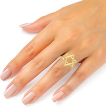 Load image into Gallery viewer, 10k Yellow Gold Diamond Cut Star of David Ring(Small, 15mm)