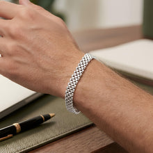 Load image into Gallery viewer, 14k White Gold 9.5mm Brick Watch Band Panther Link Bracelet