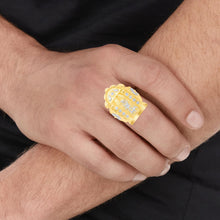Load image into Gallery viewer, 10k Yellow Gold 28.7mm Two-Tone Saint Lazarus Arch Praying Hands CZ Ring, Sizes 6-13
