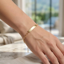 Load image into Gallery viewer, 14k Yellow Gold 5mm Custom Engravable ID Bar Paperclip Link Bracelet, Adjustable 6.5" - 7 Inch