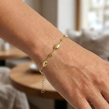 Load image into Gallery viewer, 14k Yellow Gold 4mm Pebble Bead Charm Link Bracelet and Anklet, Adjustable 7" - 10 Inch