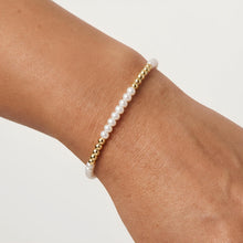 Load image into Gallery viewer, 14k Yellow Gold 2mm Bead Pearl Link Bracelet, 7 Inch