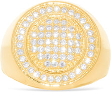 Load image into Gallery viewer, 10k Yellow Gold 17.1mm Pave CZ Circle Signet Ring, Sizes 4-12