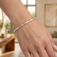Load image into Gallery viewer, 14k Two-Tone Gold 3.3mm Diamond Cut XOXO Stampato Link Bracelet, 7.25 Inch