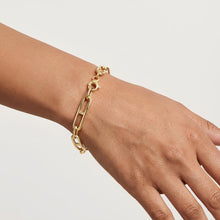 Load image into Gallery viewer, 14k Yellow Gold 7.4mm Paperclip Mariner Alternating Link Bracelet, 7.25 Inch