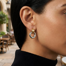 Load image into Gallery viewer, 14k Two-Tone Gold 23mm Round Door Knocker Stud Earrings