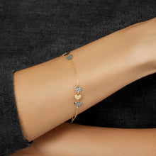 Load image into Gallery viewer, 14k Two-Tone Gold 6mm Diamond-Cut Heart Charm Bracelet, Adjustable 6.5 Inch-7.5"