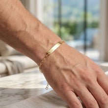 Load image into Gallery viewer, 14k Yellow Gold 5mm Custom Engravable ID Bar Paperclip Link Bracelet, Adjustable 6.5" - 7 Inch
