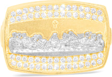 Load image into Gallery viewer, 10k Yellow Gold 17mm Last Supper with Cross Pave CZ Rectangle Men's Ring, Sizes 5 - 13