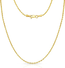Load image into Gallery viewer, 10k Yellow Gold 1.5mm Solid Diamond Cut Rope Chain Necklace