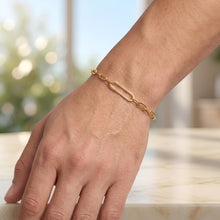 Load image into Gallery viewer, 14k Yellow Gold 6.4mm Paperclip Bar 2mm Link Bracelet, 7 Inch