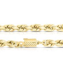 Load image into Gallery viewer, 10k Yellow Gold 12mm Solid Diamond Cut Rope Chain Necklace