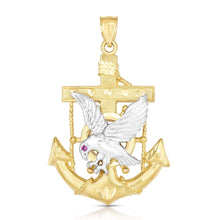 Load image into Gallery viewer, 10k Yellow Gold Eagle Cross Anchor Two-Tone Religious Pendant