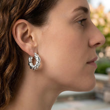 Load image into Gallery viewer, 925 Sterling Silver or 14k Gold over Silver 25.3mm Puffy Graduated Twisted Hoop Earrings