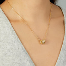 Load image into Gallery viewer, Italian .046cttw Diamond 14k Yellow Gold 10.6mm Beaded Barrel Charm Pendant Adjustable Chain Necklace, 16.75 Inch-18"