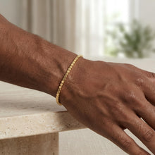 Load image into Gallery viewer, Italian 14k Yellow Gold 2.4mm Cube Brick Bangle Bracelet, 6.75 Inch
